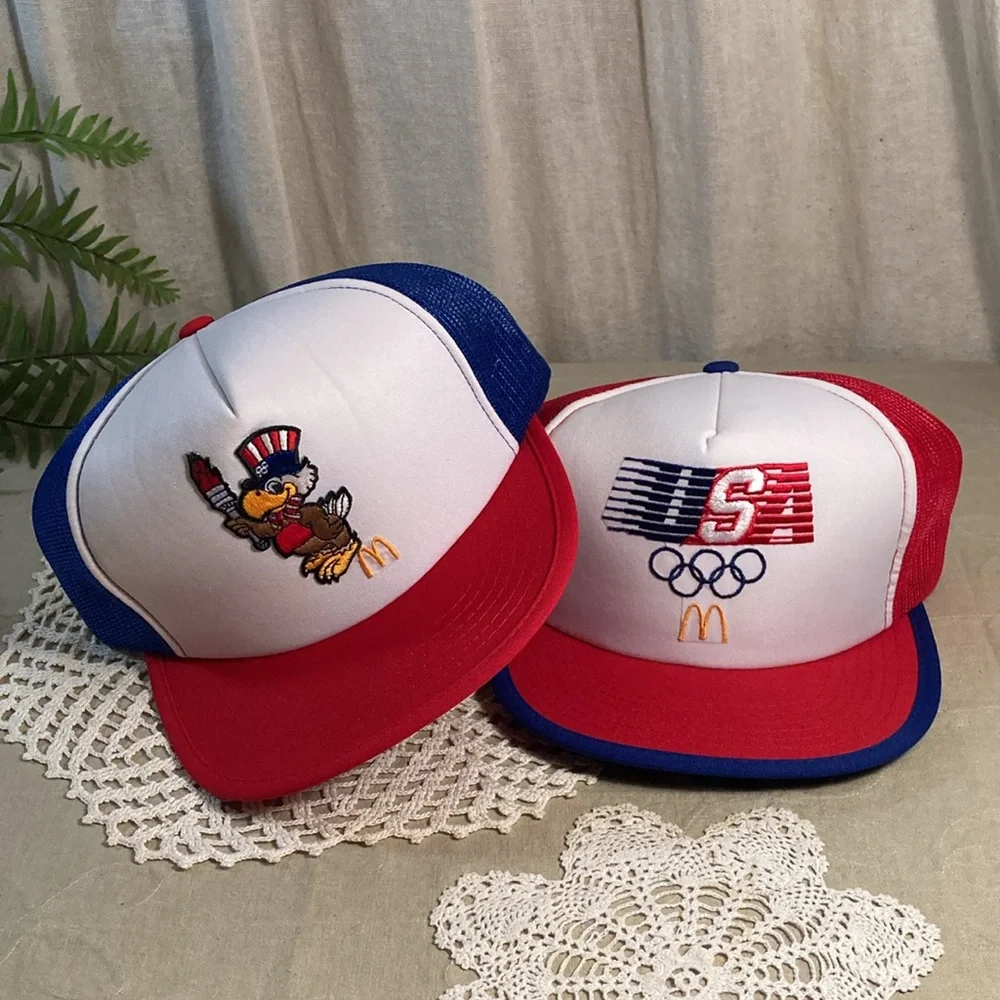 Vintage USA 1984 Olympics Trucker Hats McDonald’s Taiwan ROC NOS - Picture 14 of 14